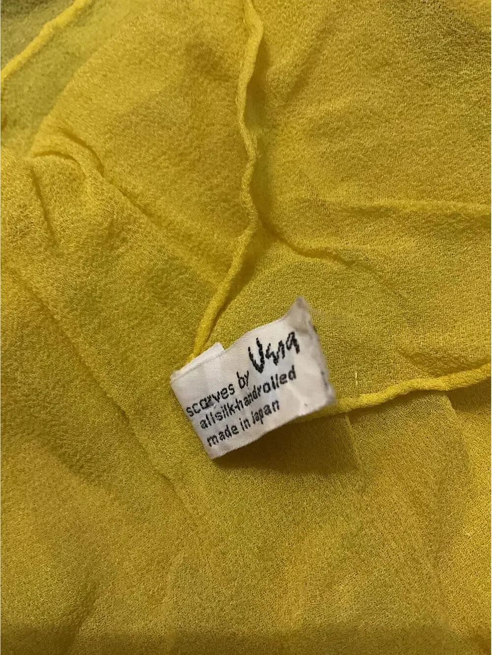 Vintage Vera Made in Japan Yellow All Silk Scarf